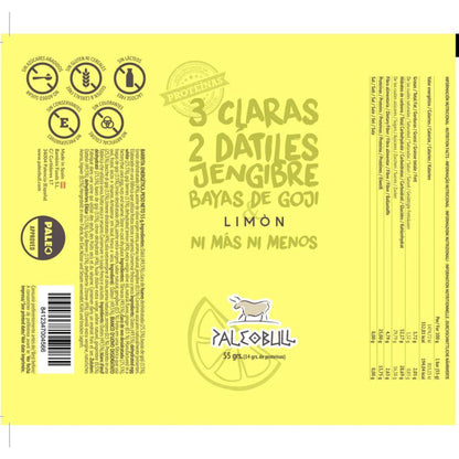 Barrita energética limón, goji y jengibre Paleobull 55 g