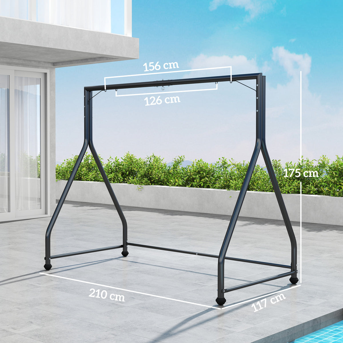 Estructura De Columpio Outsunny Acero Negro 210x117x175 Cm_2
