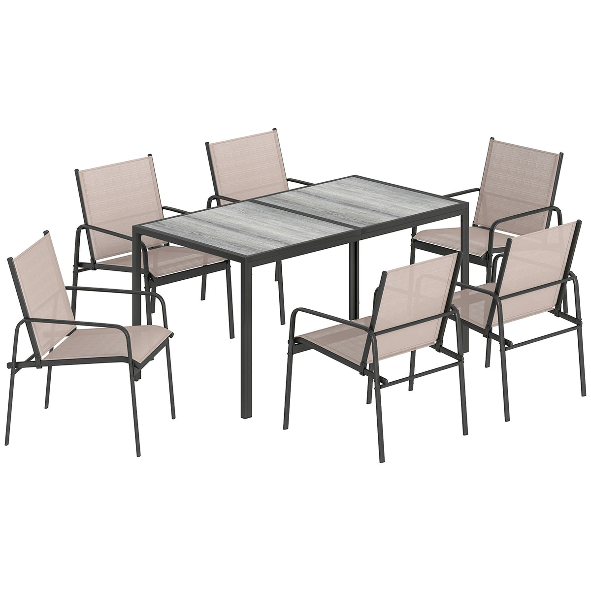 Conjunto De Jardín Outsunny Acero Galvanizado, Textilene Caqui 150x80x74 Cm_0