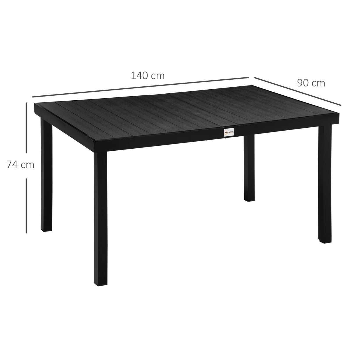 Mesa De Comedor Para Jardín Aluminio Outsunny 140x90x74 Cm Negro_2