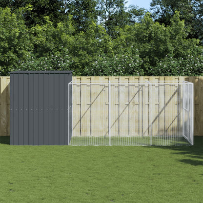 Caseta Perros Con Corral Acero Galvanizado Gris 214x457x181 Cm_1