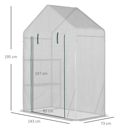 Invernadero De Jardín Con 2 Estantes Outsunny 143x73x195 Cm Blanco_2