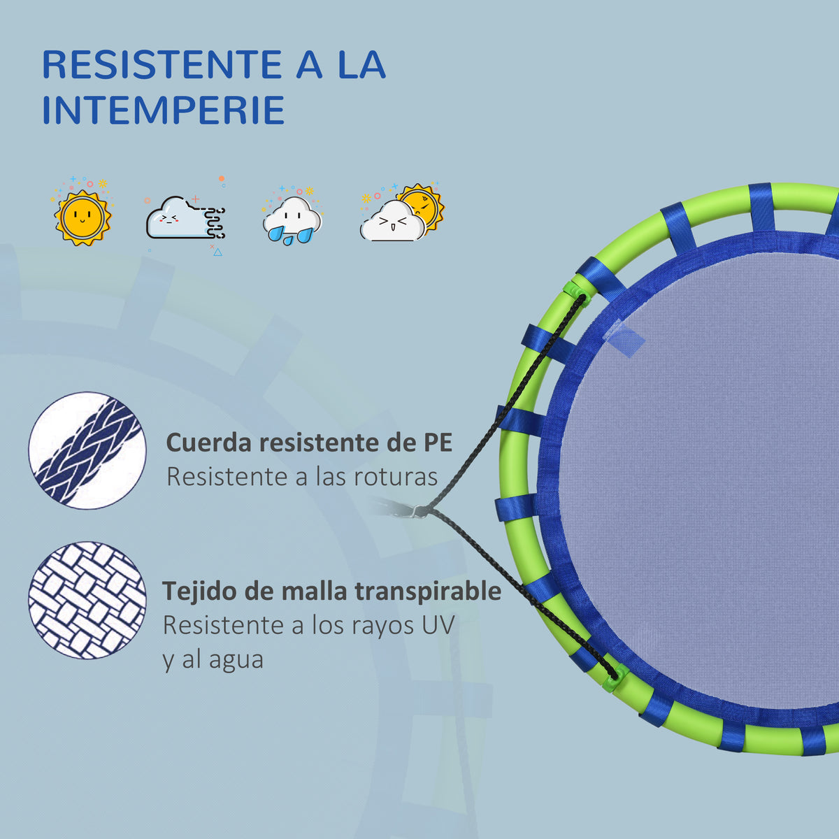 Columpio Infantil Nido Con Altura Ajustable Outsunny Ø100x180 Cm Azul_5