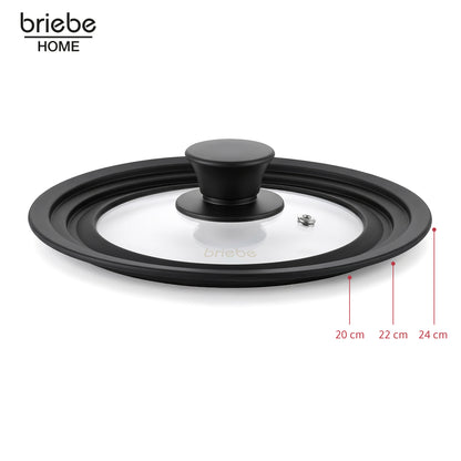 Briebe Totalid Tapa De Sartén Universal Con Borde De Silicona Y Cristal Templado, Multidiámetro 20-22-24 Cm_2