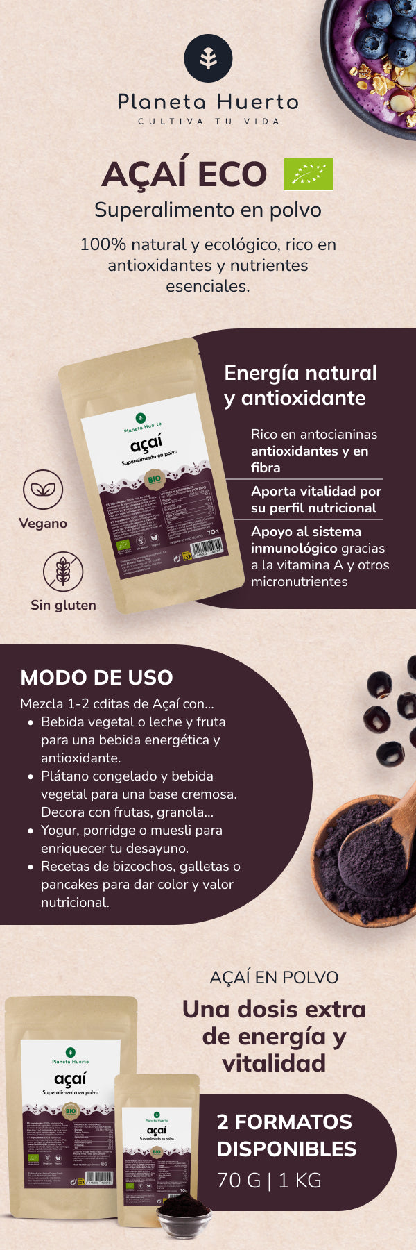 Açaí en polvo ECO Planeta Huerto 1 kg
