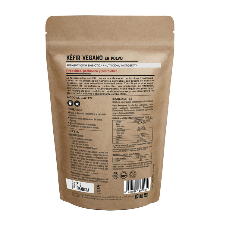 Kefir Vegano Bio En Polvo -con Prebióticos, Probióticos, Postbióticos- 90g - Orgánica Superfoods_1