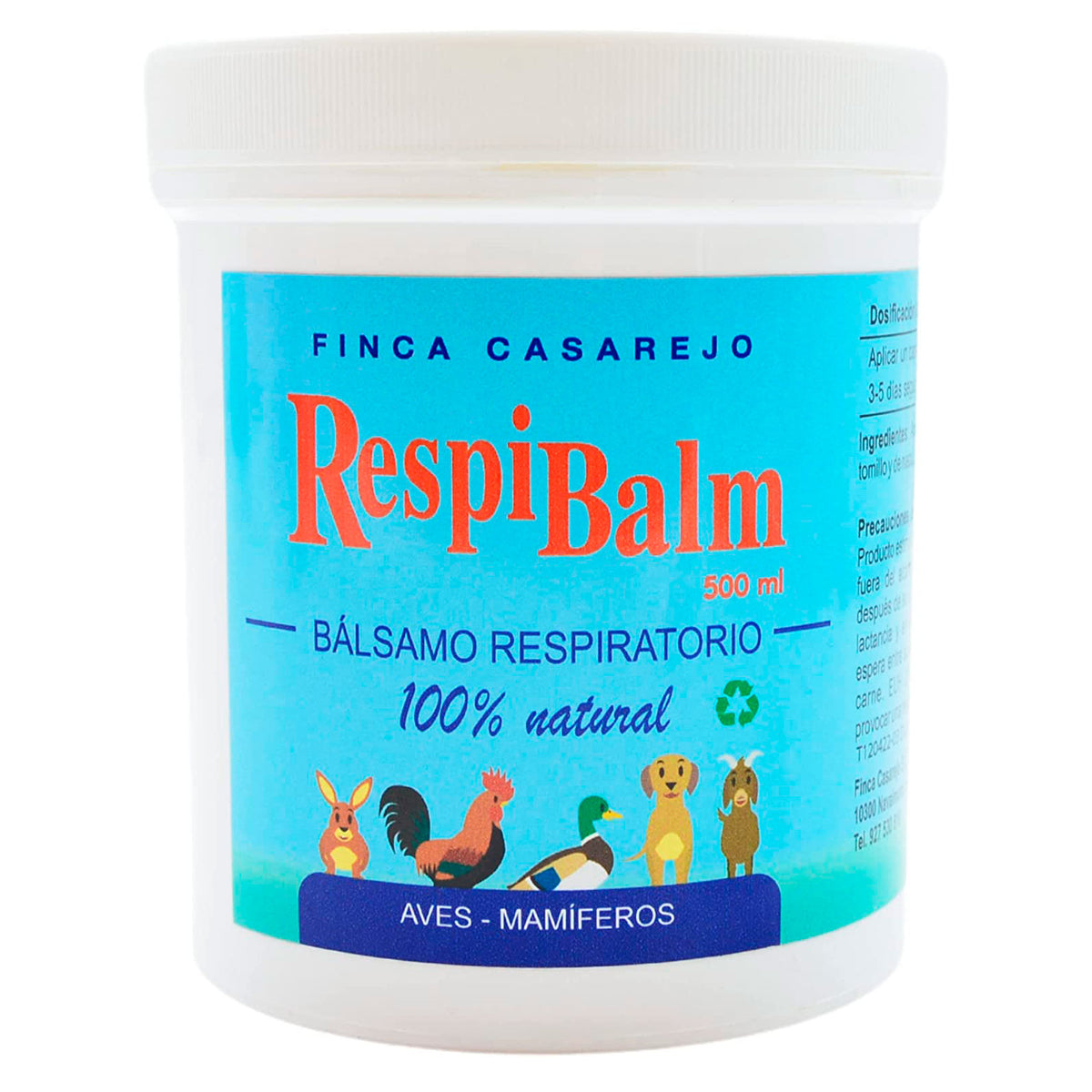 Respibalm - Bálsamo Natural Para Animales 500 Ml. Despeja Las Vías Respiratorias De Perros, Gallinas, Conejos, Rumiantes - Descongestionante Natural_0