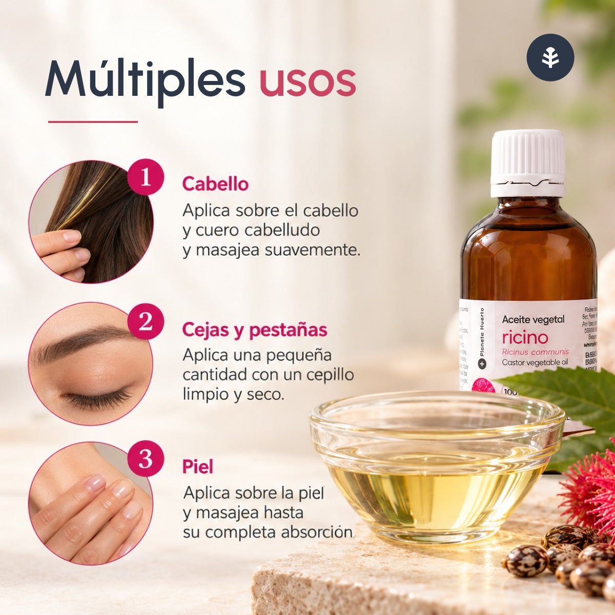 Aceite de Ricino Vegetal prensado en frío Planeta Huerto 100 ml