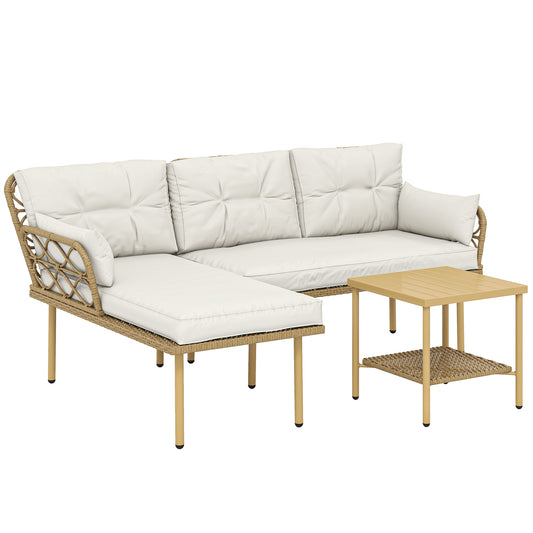 Muebles De Jardín Outsunny Acero, Pe Crema 190x130x80 Cm_0