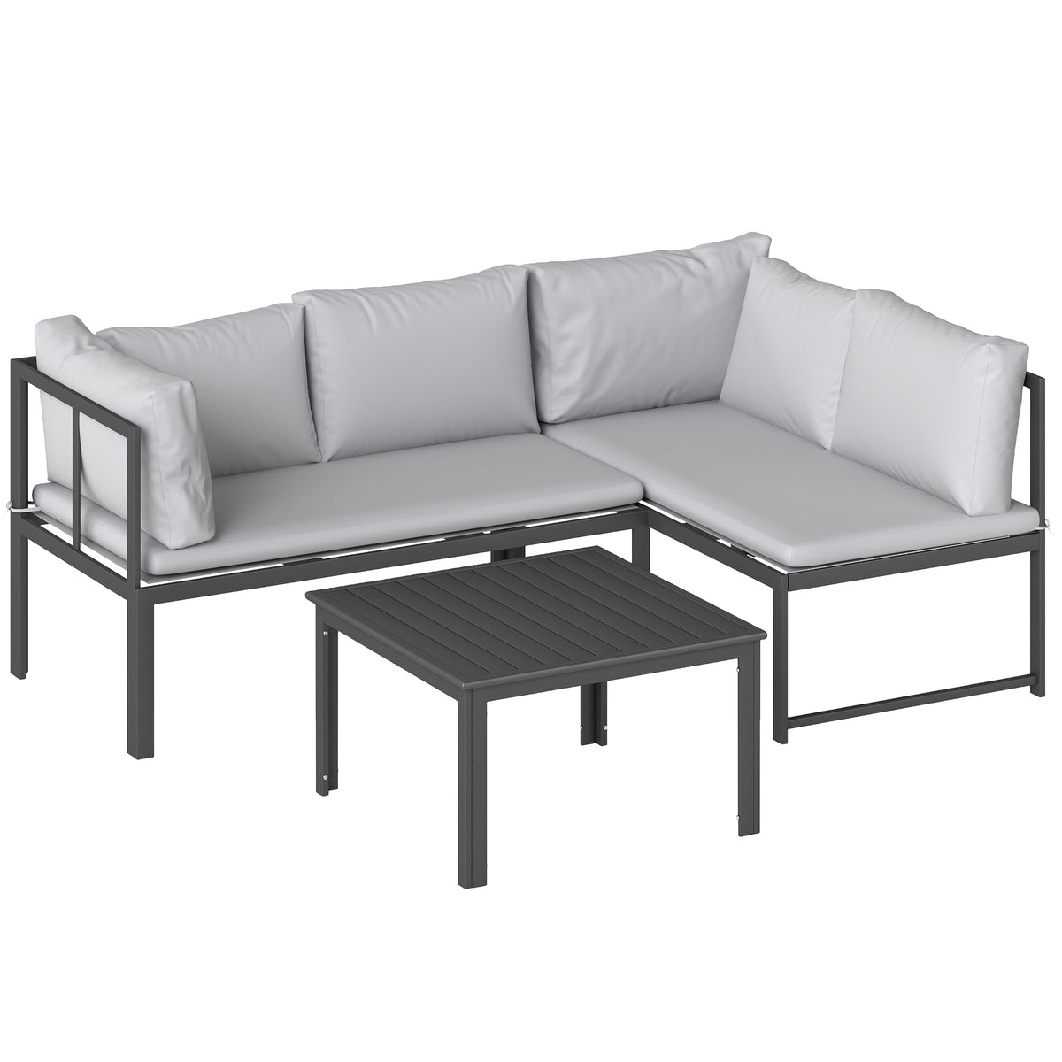 Muebles De Jardín Outsunny Metal, Poliéster Gris 177x115x64 Cm_0