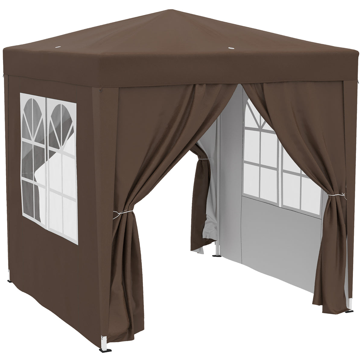 Carpa Plegable Outsunny Acero, Tela Oxford Marrón 200x200x240 Cm_4
