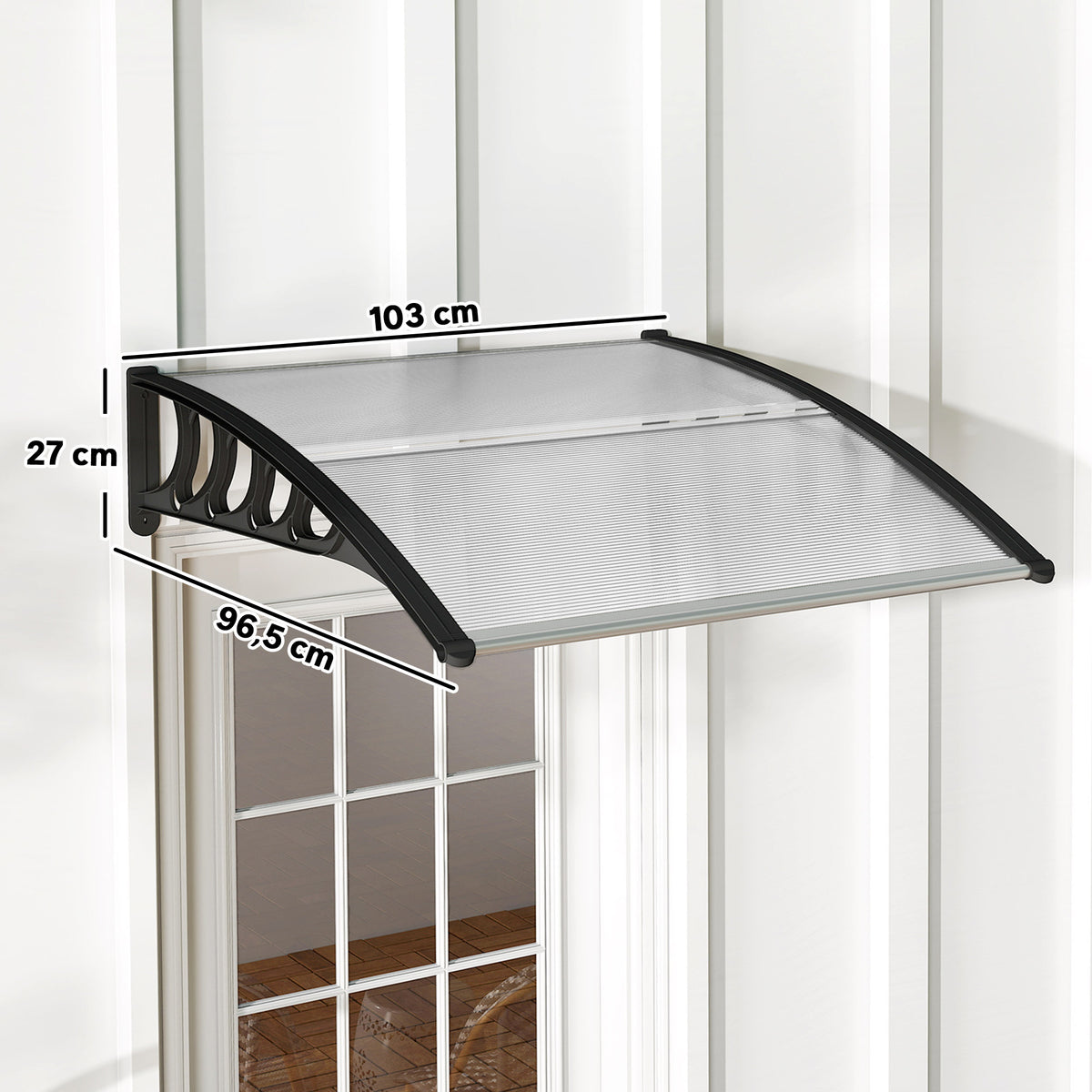 Marquesina Exterior Outsunny Policarbonato, Aluminio Transparente 103x96.5x27 Cm_2