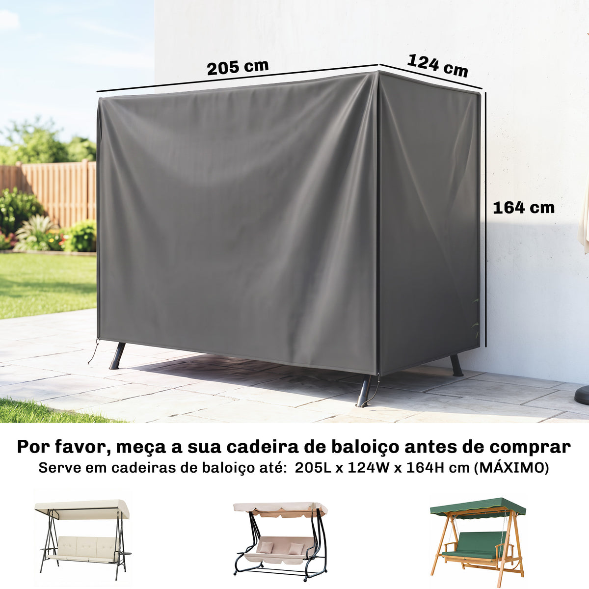 Funda Para Columpio Outsunny Tela Oxford Gris Oscuro 205x124x164 Cm_2