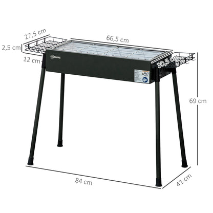 Barbacoa De Carbón Outsunny 77x30x70 Cm Negro_2