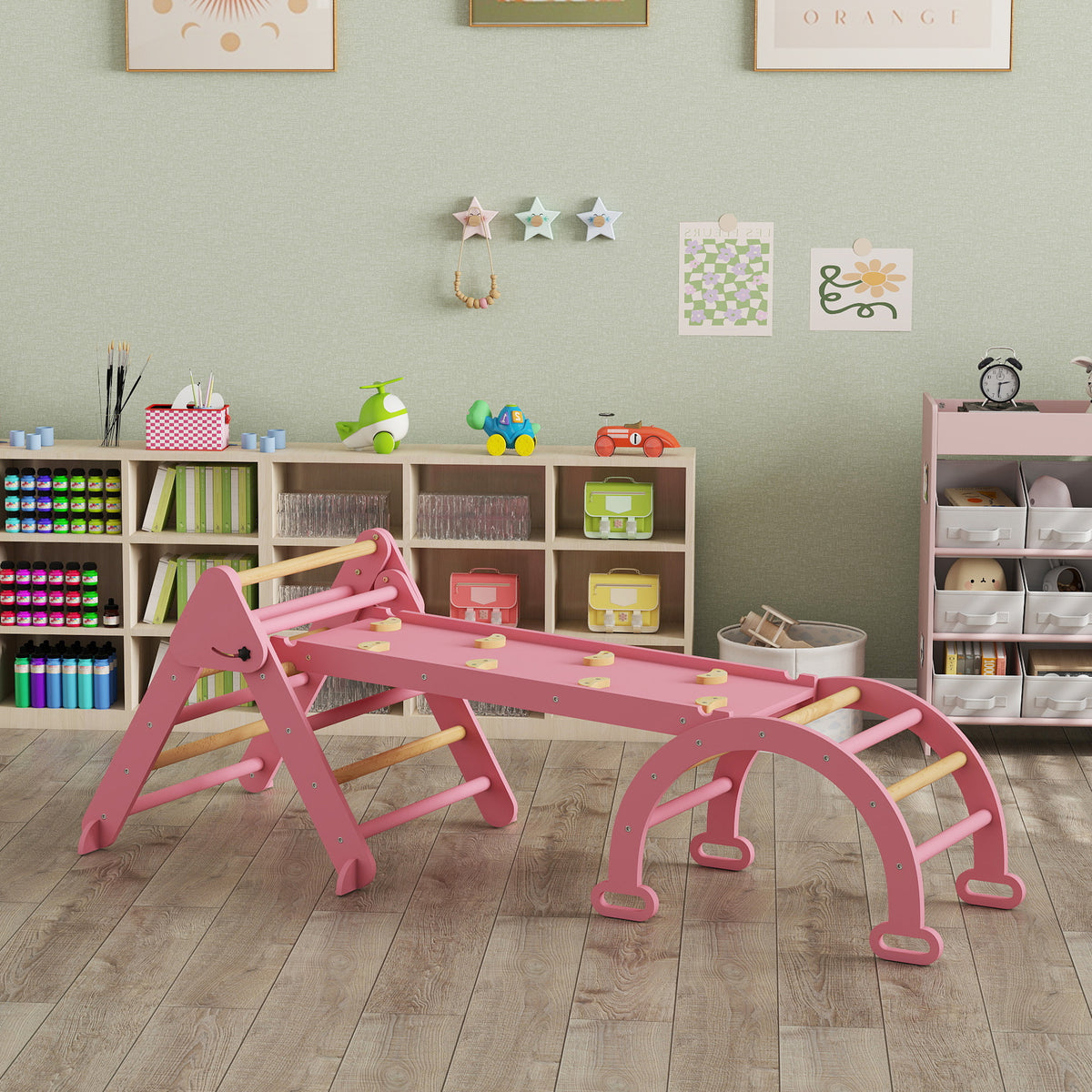 Triángulo De Escalada Aiyaplay Madera De Álamo, Madera De Pino Rosa 188x70x59 Cm 331-097v00pk_4