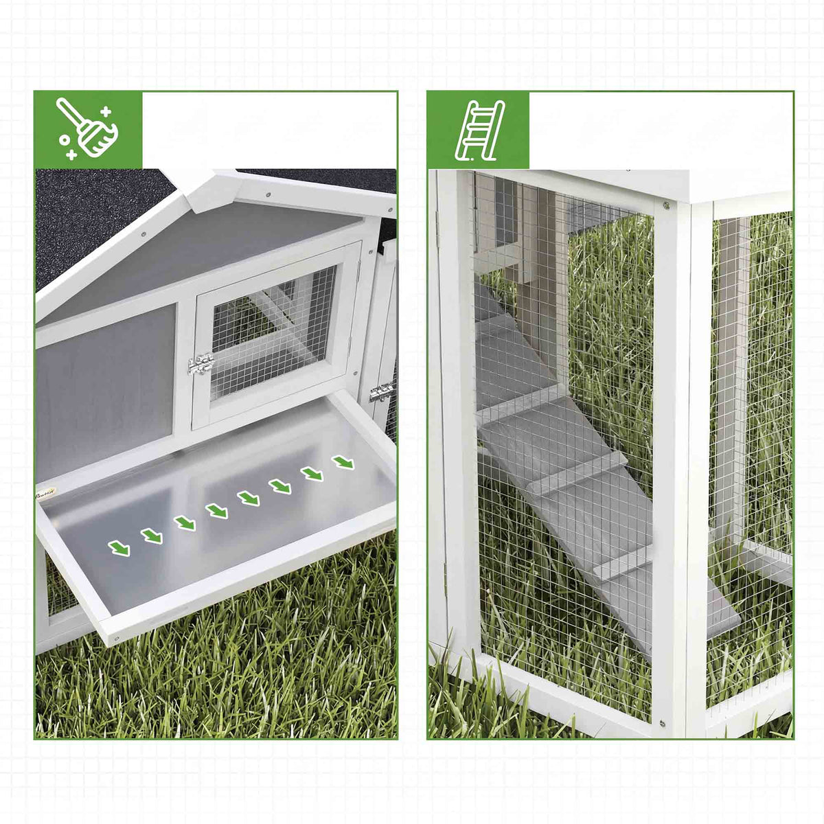 Gallinero Pawhut Madera De Abeto Gris 204x85x93 Cm_4
