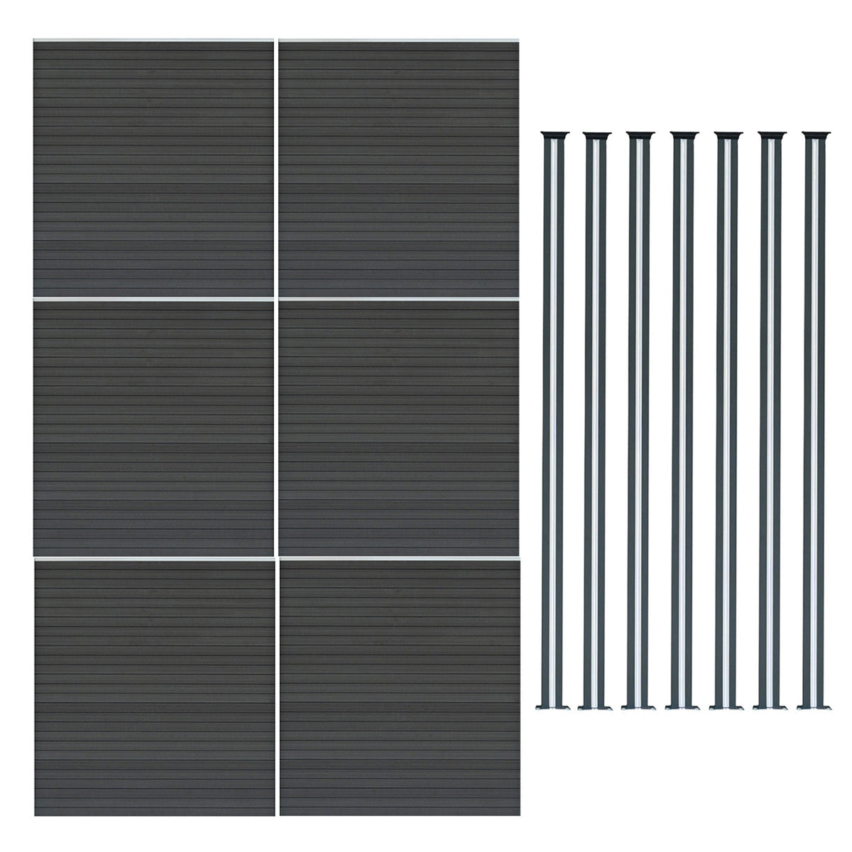 Vallas Para Exteriores De Wpc Y Aluminio - 6x Paneles + 7x Postes | Gris_0