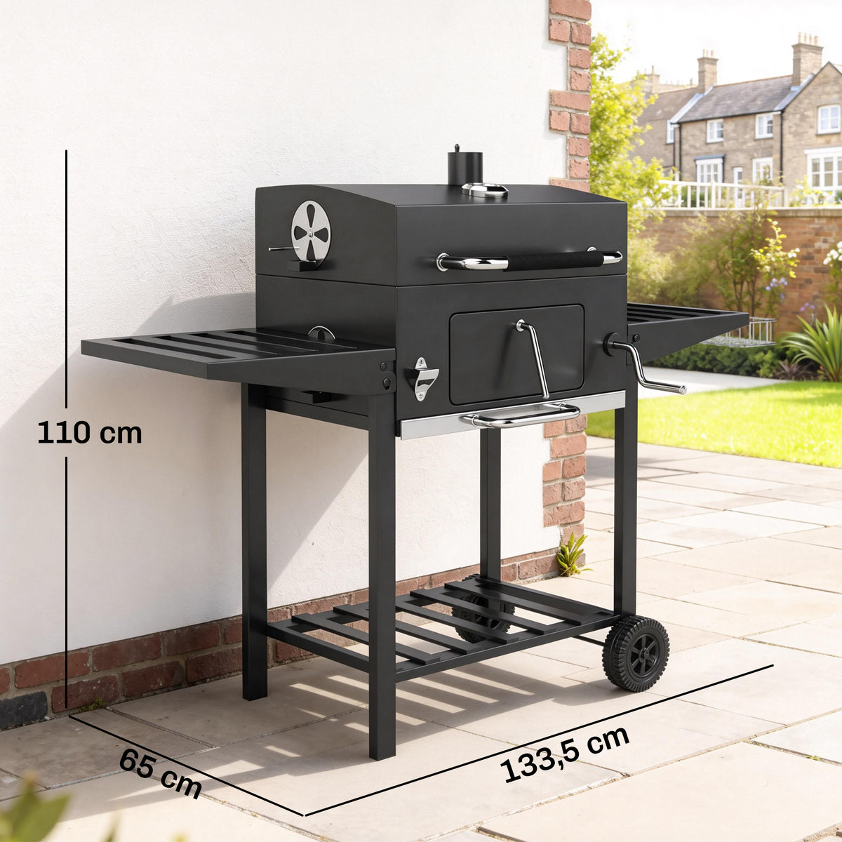 Barbacoa De Carbón Outsunny Metal, Acero Inoxidable Negro 133.5x65x110 Cm_2