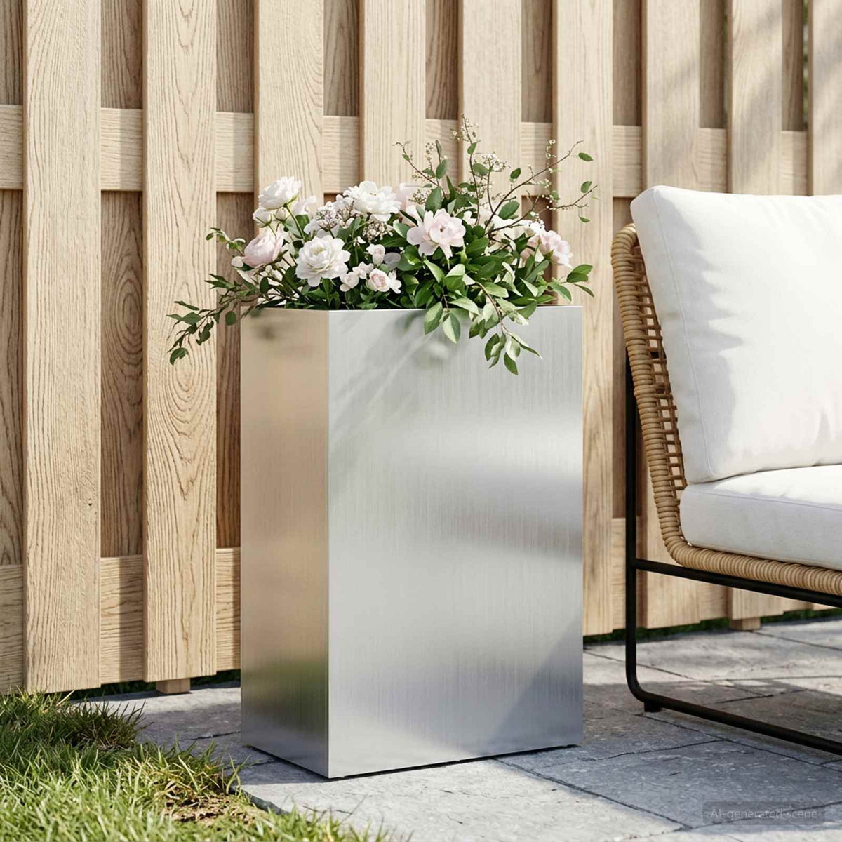 Macetero De Jardín Plateado 50 X 40 X 75 Cm Acero Galvanizado_1