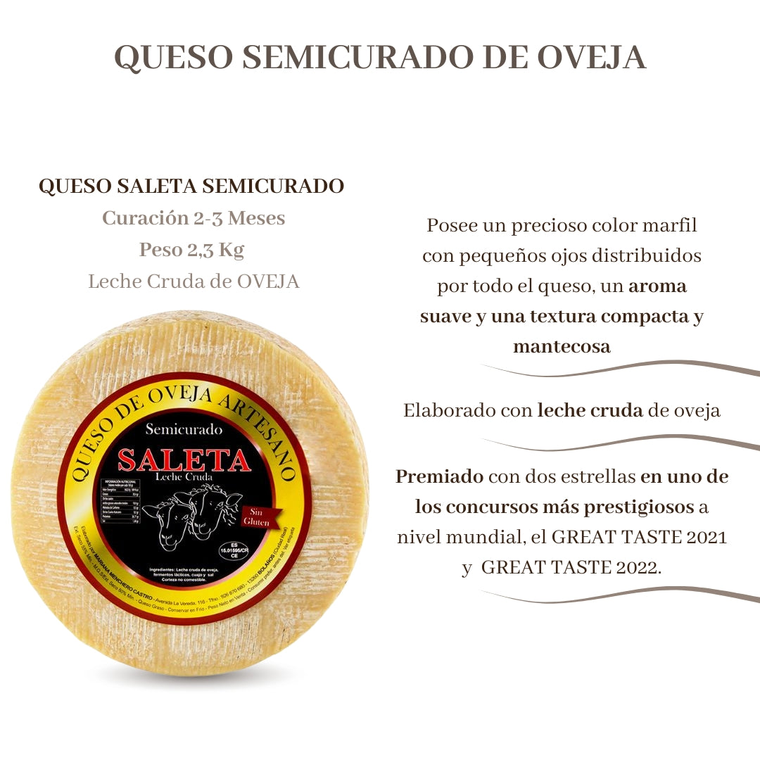 Queso Semicurado Entero De Oveja (2,3 Kg) | Elaboración Artesana Quesos De La Mancha_1