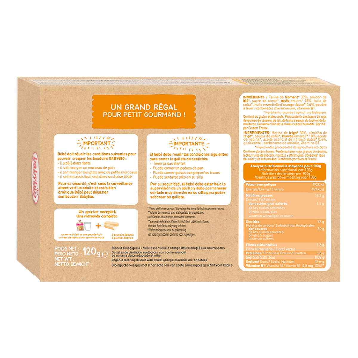 Galletas Bio Dentición sabor Naranja para bebés Babybio 120 g