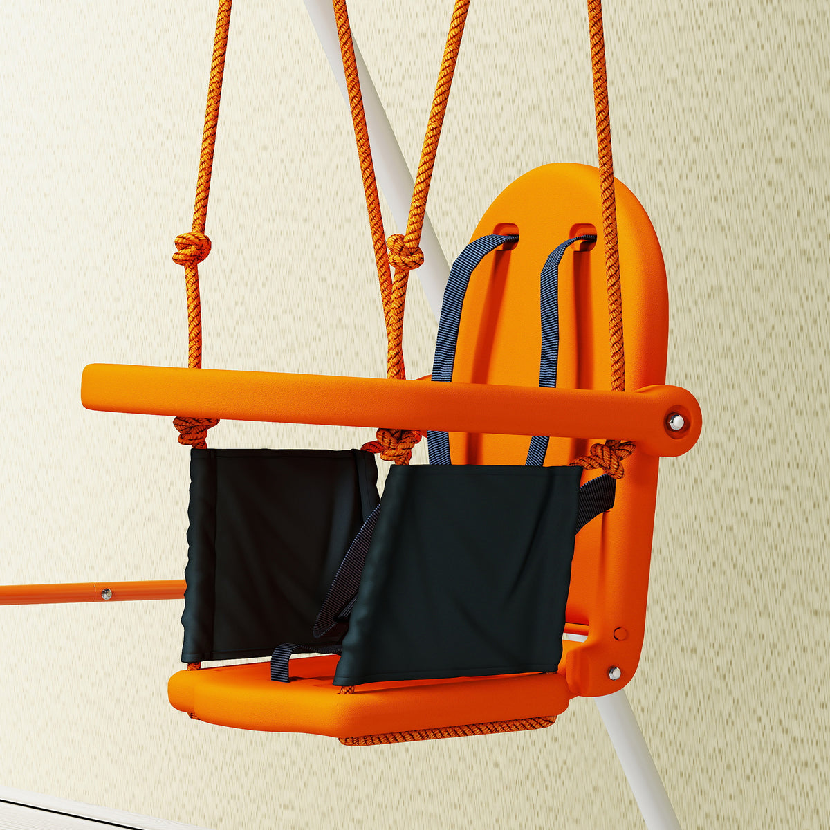 Columpio Para Bebés Outsunny Acero, Pe Naranja 122x146x122 Cm_3