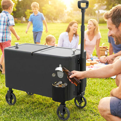 Carrito Nevera Outsunny Acero, Pu Negro 75x35x120 Cm_3