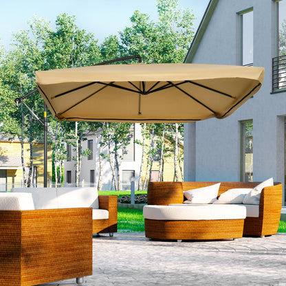 Sombrilla Jardín Inclinable Con Manivela Outsunny 296x296x265 Cm Beige_1
