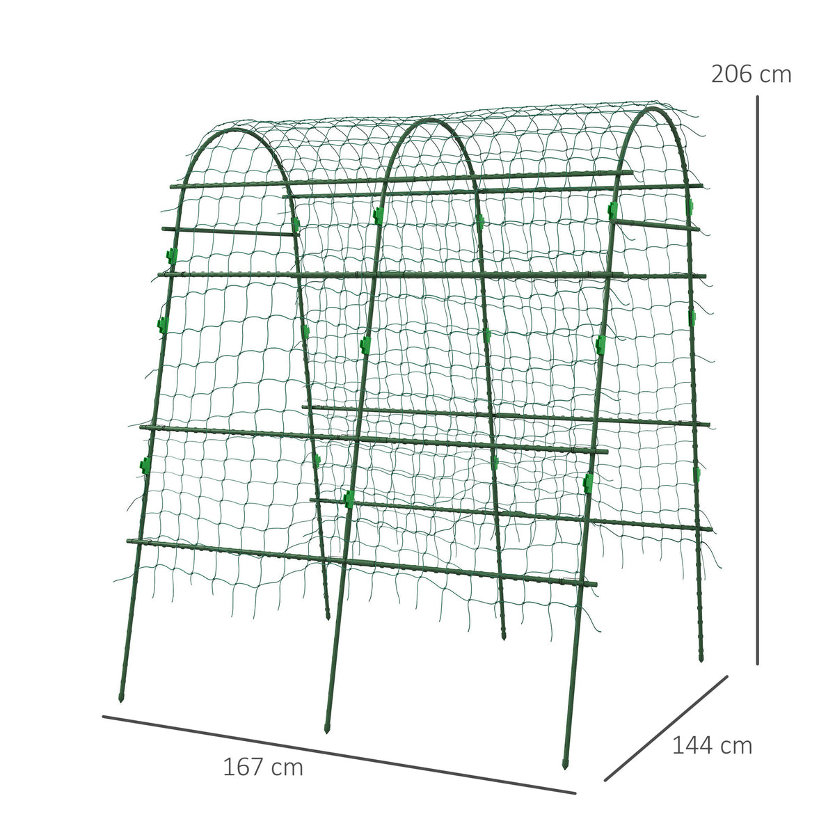 Enrejado De Jardín Outsunny Acero, Pe Verde 144x167x206 Cm_2