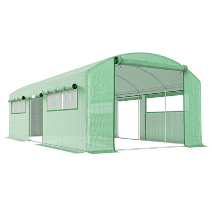 Invernadero De Túnel Outsunny Pe, Acero Galvanizado Verde 594x300x200 Cm_0