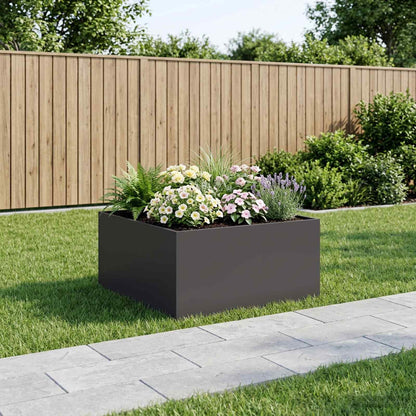 Macetero De Jardín Negro 80 X 80 X 40 Cm Acero Laminado En Frío_1
