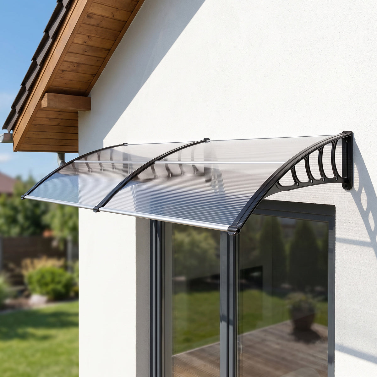 Marquesina Exterior Policarbonato Outsunny 200x96x27 Cm Transparente_1