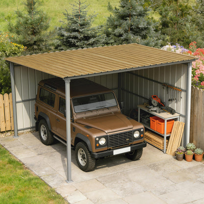 Paneles Acero Galvanizado Outsunny Acero Galvanizado Madera Natural 129x45 Cm_3