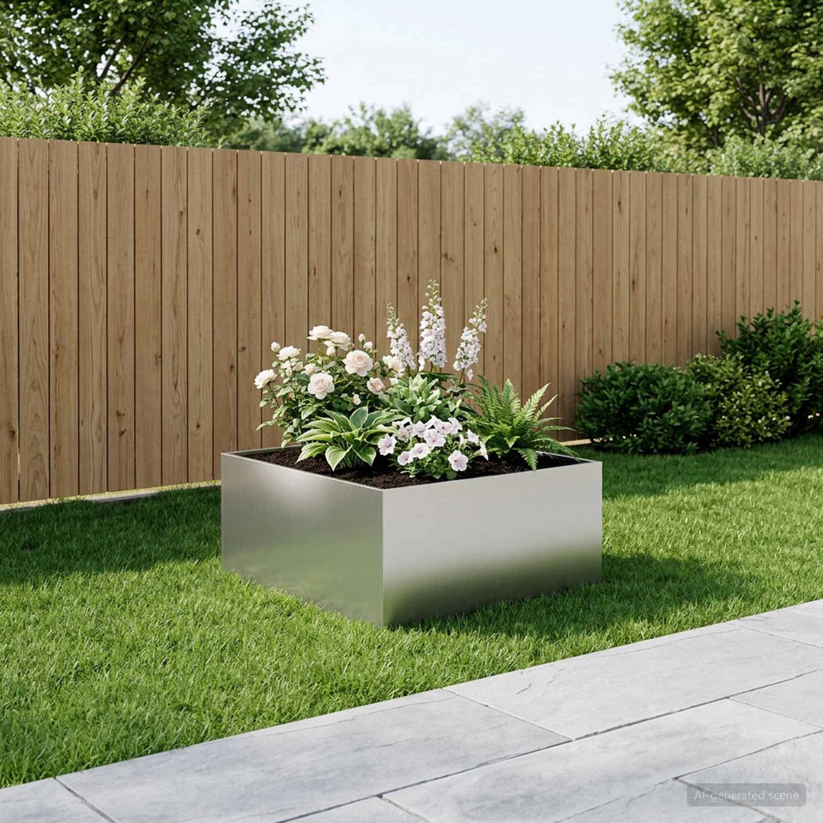 Macetero De Jardín Plateado 60 X 60 X 40 Cm Acero Galvanizado_1