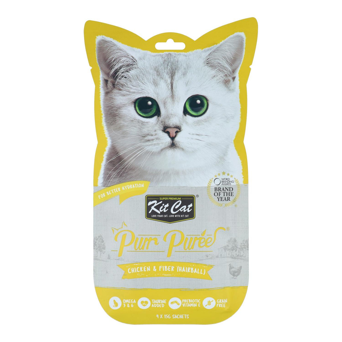 Kit Cat PurrPuree - Pollo y Fibra 60 g Snack cremoso para gatos