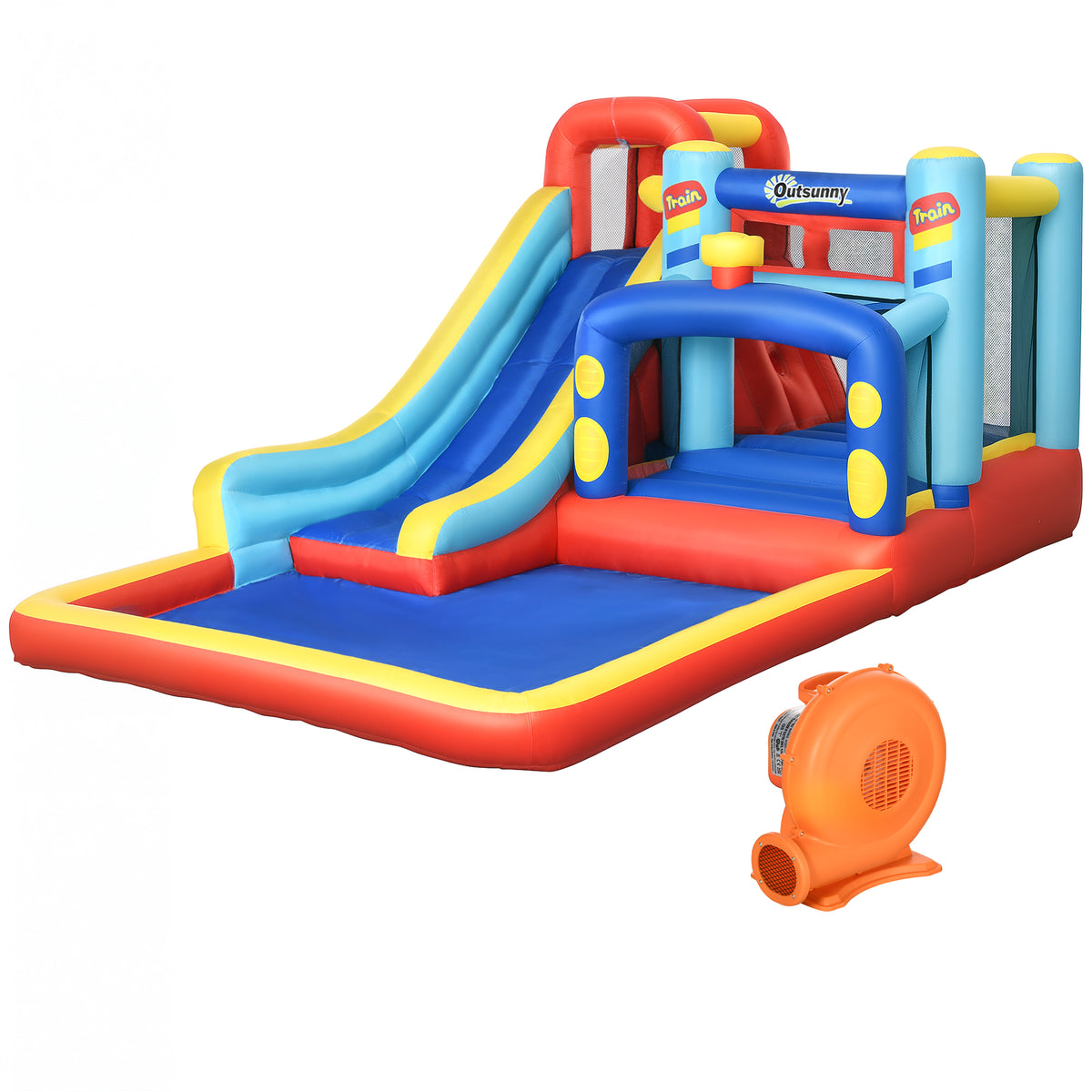 Castillo Inflable Homcom Tela Oxford, Poliéster Multicolor 435x245x200 Cm_0