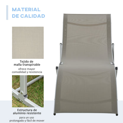 Conjunto De Tumbonas Outsunny Aluminio, Textilene Gris 165x61x63 Cm_5