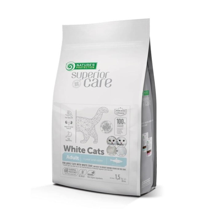 Nature's Protection Cat Superior White Cats Arenque Pienso para gatos blancos 1,5 Kg