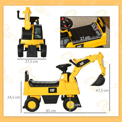 Excavadora Para Niños Homcom Pp, Metal Amarillo 85x27.5x47.5 Cm_2