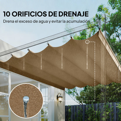 Techo De Pérgola Outsunny Poliéster Pardo 250x255x6 Cm_5