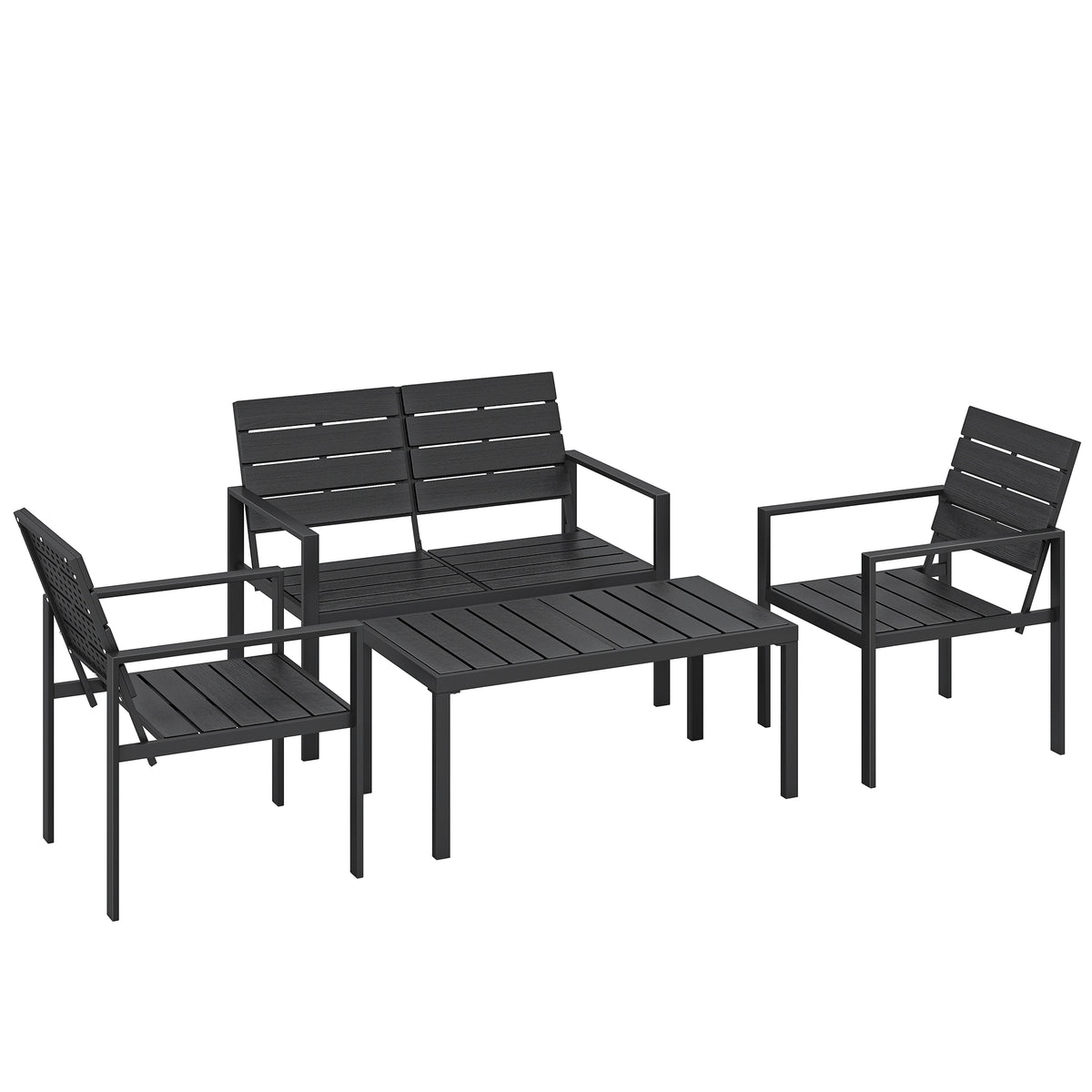 Muebles De Jardín Outsunny Hdpe, Metal Negro 104x71x76.5 Cm_0