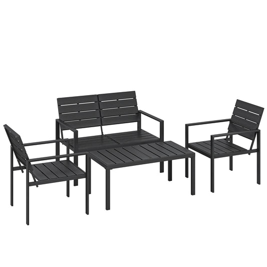 Muebles De Jardín Outsunny Hdpe, Metal Negro 104x71x76.5 Cm_0