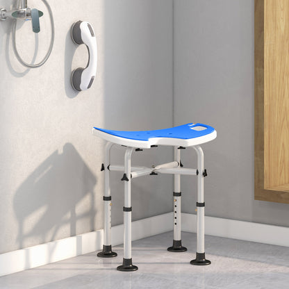 Silla Para Ducha Homcom Aluminio, Hdpe Azul 48.5x33x51.5 Cm_1