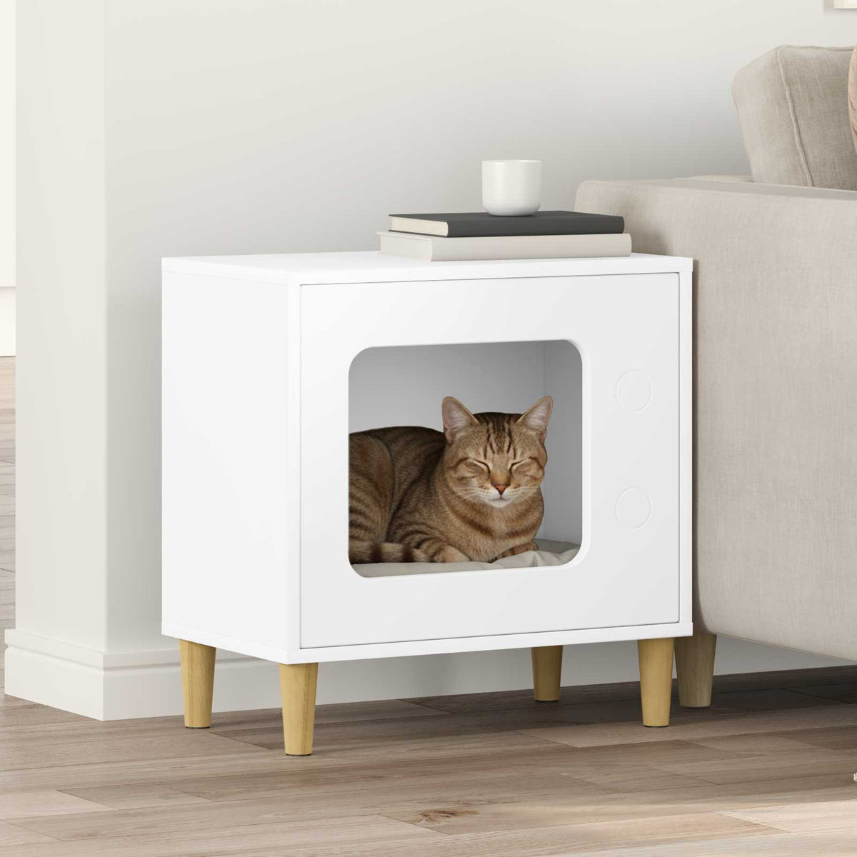 Casa Para Gatos 51 X 30 X 52 Cm Madera De Ingeniería_1