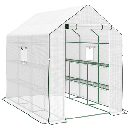 Outsunny Invernadero De Exterior Con Estantes Puerta Enrollable 140x213x190 Cm_0