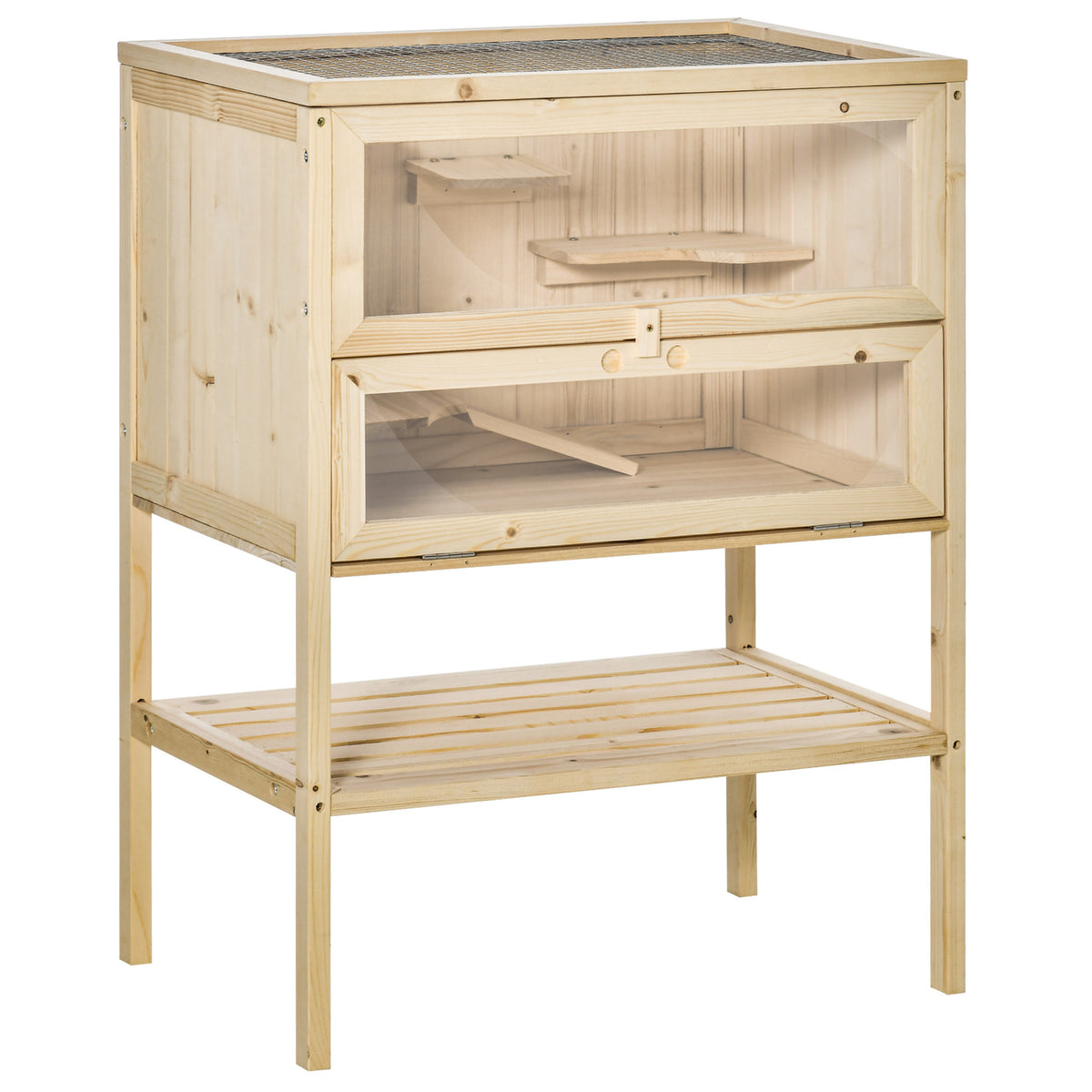 Jaula Para Hámster Pawhut Madera Natural 60x40x80 Cm_0