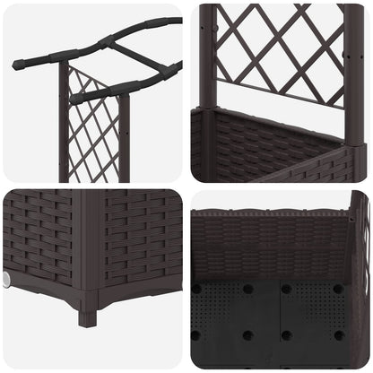 Cama Elevada Con Trellis Y Techo Marrón 204 X 40 X 138 Cm Pp_5