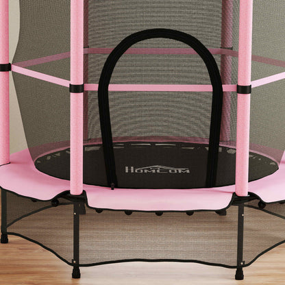 Cama Elástica Infantil Homcom Acero, Pp Negro Y Rosa 140x140x190 Cm_4