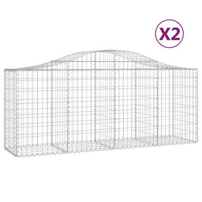 Cestas De Gaviones 2 Uds Forma De Arco Hierro 200x50x80/100 Cm_0