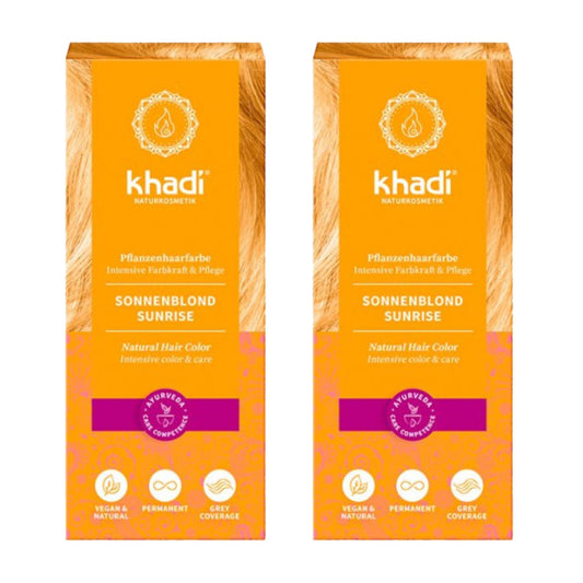 Pack 2x Tinte rubio miel amanecer, Khadi, 100 g